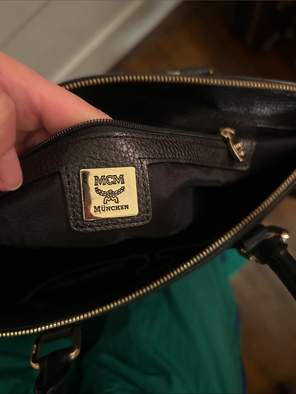 MCM Black Leather Tote with Gold Accents - Picture 3 of 6